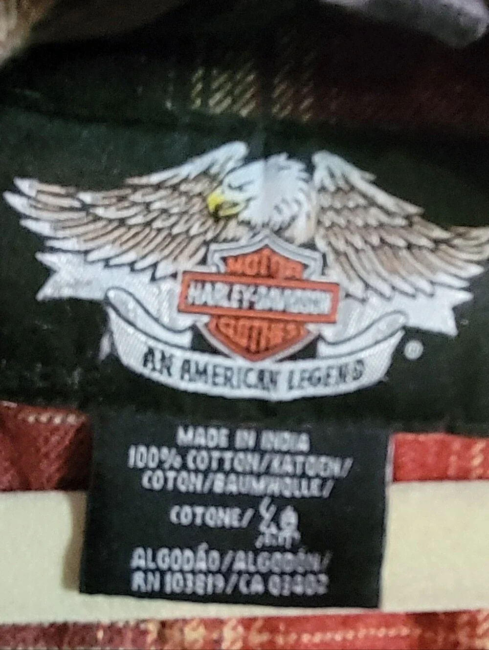 Harley-Davidson Rare 2007 Canvas Shacket Shirt Jacket Plaid Flannel Lining Biker